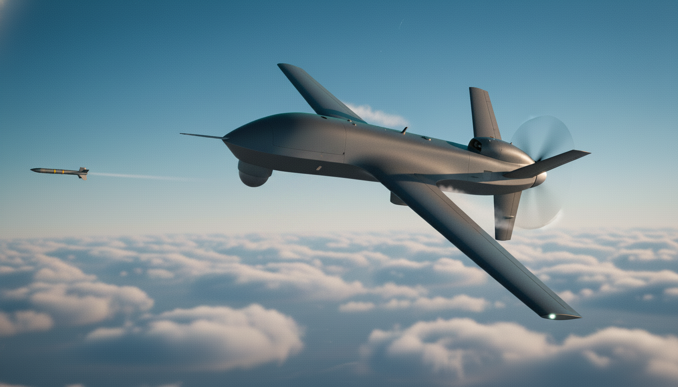 WILDFIRE banking hard at altitude as an interceptor missile streaks past
