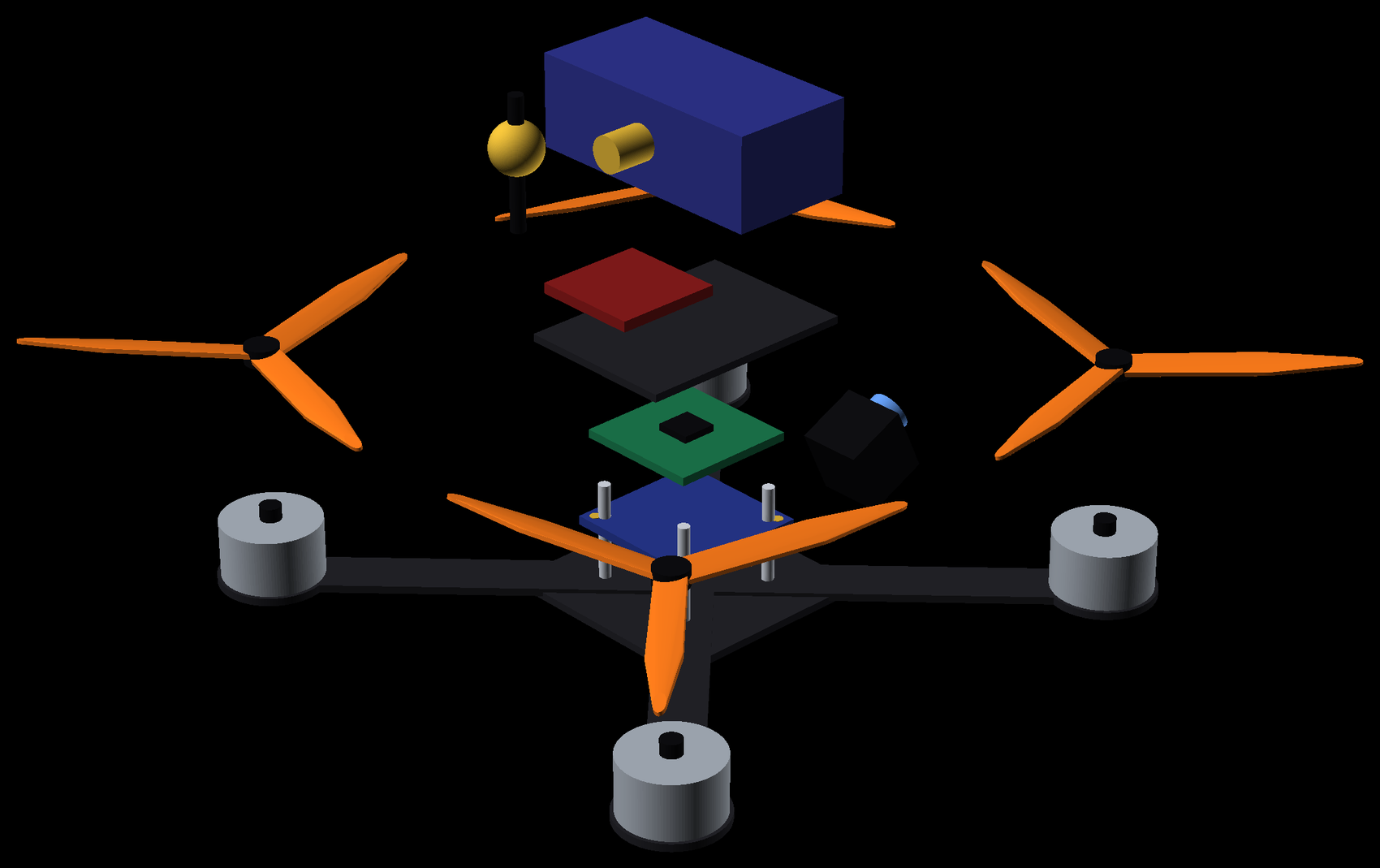 Exploded 5-inch quad CAD